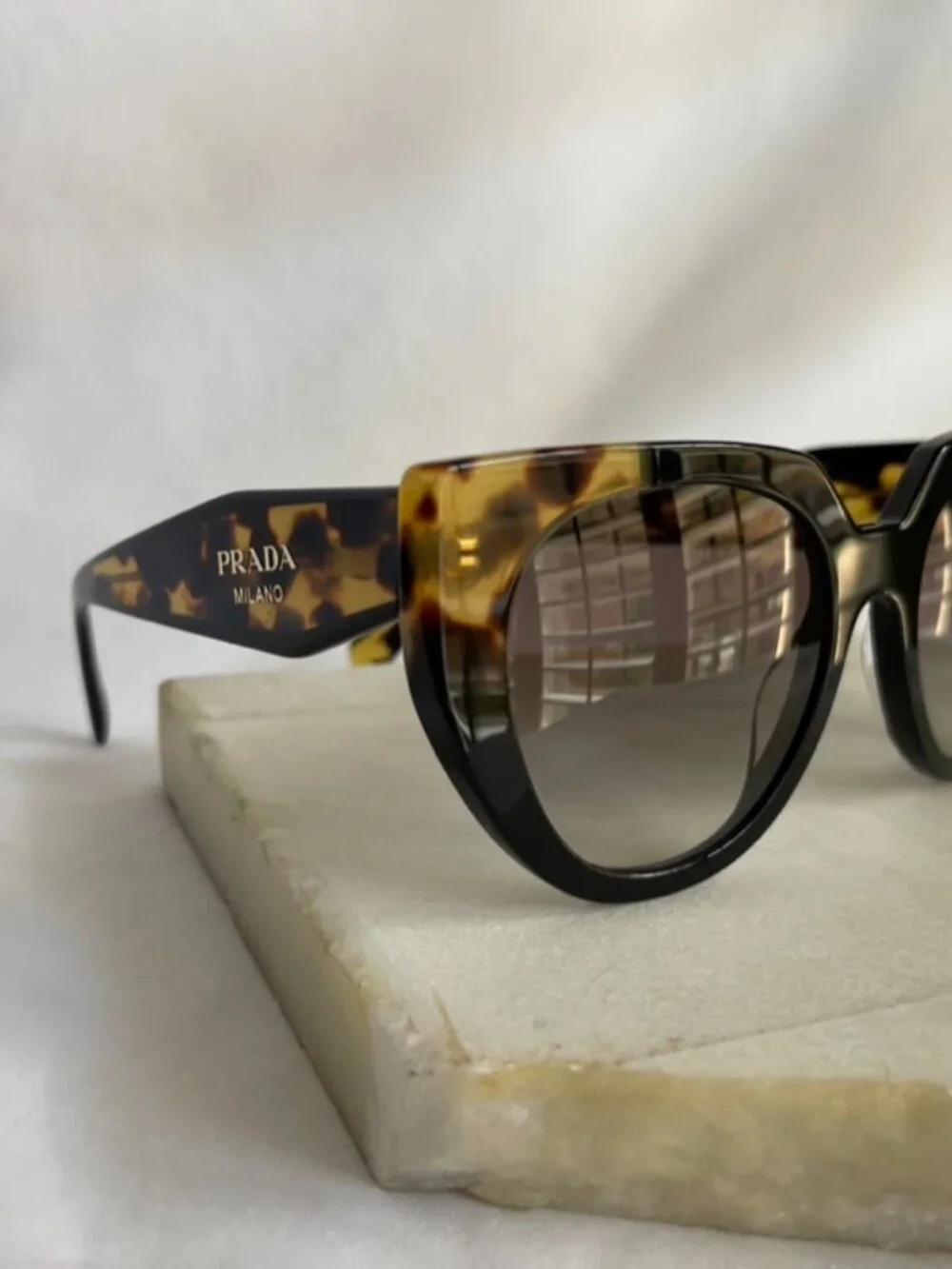 Prada, Milano, Tortoise and black women's sunglasses